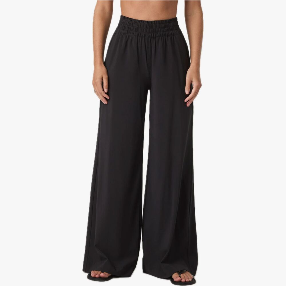 Vuori Villa Wide Leg Pant Black Women's Medium Pull On Stretch Travel Lounge